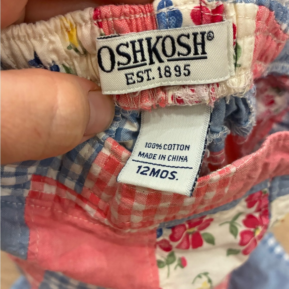 VTG OshKosh B'gosh Kids Patchwork Pants Shorts Vintage  12 Mth - Picture 3 of 4